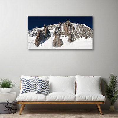 Canvas Wall art Mountain snow landscape white grey
