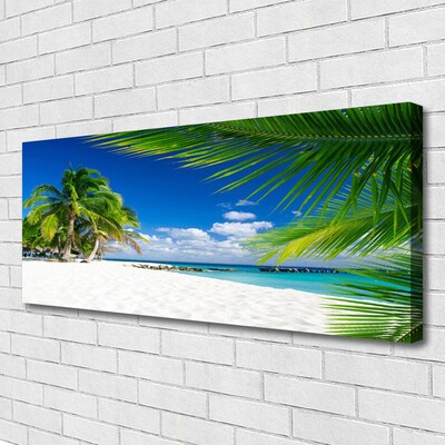 Canvas Wall art Beach palm trees landscape brown green