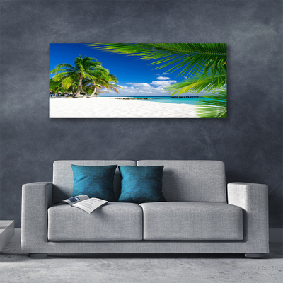 Canvas Wall art Beach palm trees landscape brown green