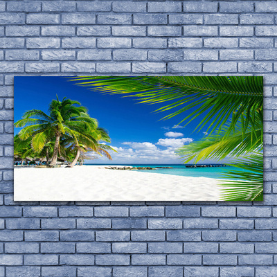 Canvas Wall art Beach palm trees landscape brown green