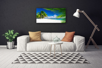 Canvas Wall art Beach palm trees landscape brown green