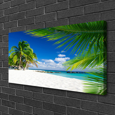 Canvas Wall art Beach palm trees landscape brown green