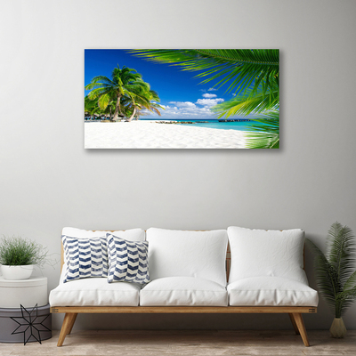 Canvas Wall art Beach palm trees landscape brown green