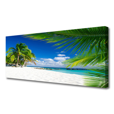 Canvas Wall art Beach palm trees landscape brown green