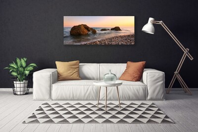 Canvas Wall art Rock stones sea landscape brown grey blue