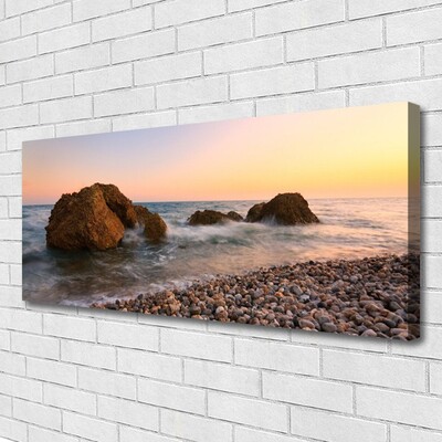 Canvas Wall art Rock stones sea landscape brown grey blue