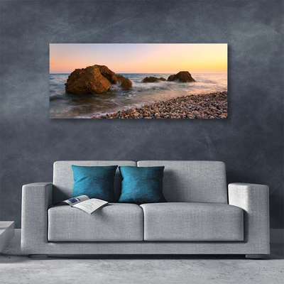 Canvas Wall art Rock stones sea landscape brown grey blue