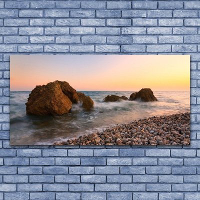 Canvas Wall art Rock stones sea landscape brown grey blue