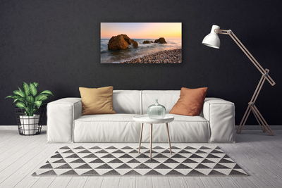 Canvas Wall art Rock stones sea landscape brown grey blue