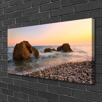 Canvas Wall art Rock stones sea landscape brown grey blue