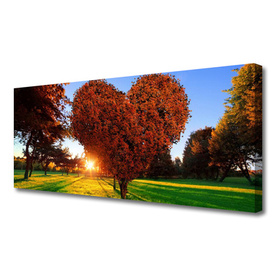 Canvas Wall art Sun trees nature brown yellow