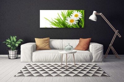 Canvas Wall art Grass daisies floral green yellow white