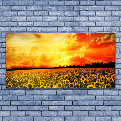 Canvas Wall art Meadow sunflowers floral green yellow brown