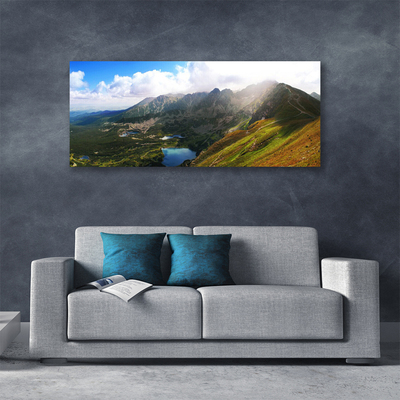 Canvas Wall art Mountain meadow landscape grey green