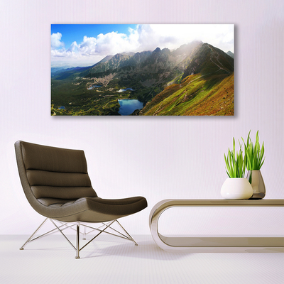 Canvas Wall art Mountain meadow landscape grey green