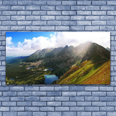 Canvas Wall art Mountain meadow landscape grey green