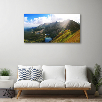 Canvas Wall art Mountain meadow landscape grey green