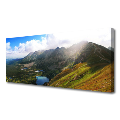 Canvas Wall art Mountain meadow landscape grey green