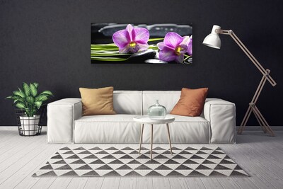 Canvas Wall art Flower stones floral pink black