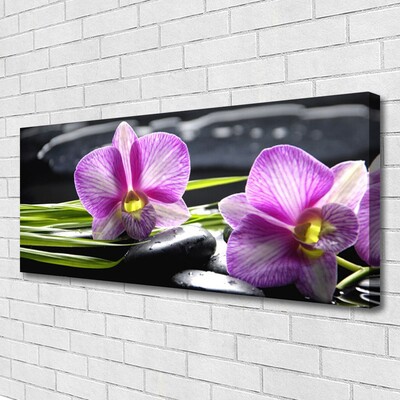 Canvas Wall art Flower stones floral pink black