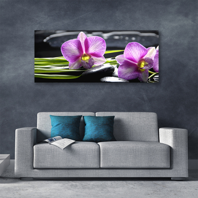 Canvas Wall art Flower stones floral pink black