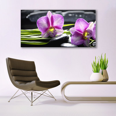 Canvas Wall art Flower stones floral pink black