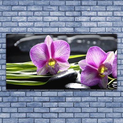 Canvas Wall art Flower stones floral pink black