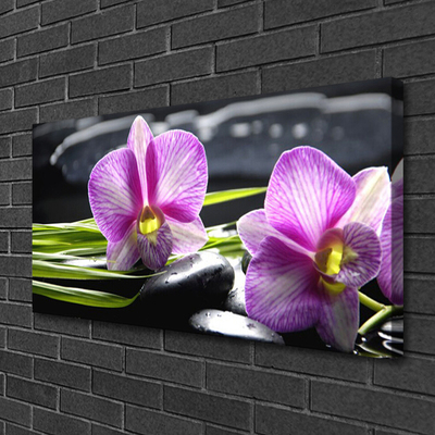 Canvas Wall art Flower stones floral pink black