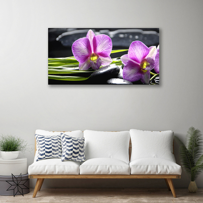 Canvas Wall art Flower stones floral pink black