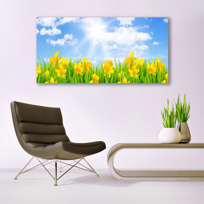 Canvas Wall art Jonquille sun floral green yellow white