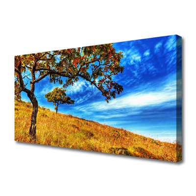 Canvas Wall art Meadow trees nature yellow brown