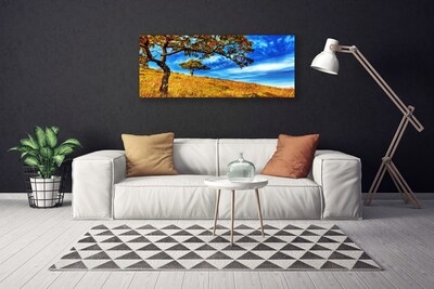 Canvas Wall art Meadow trees nature yellow brown