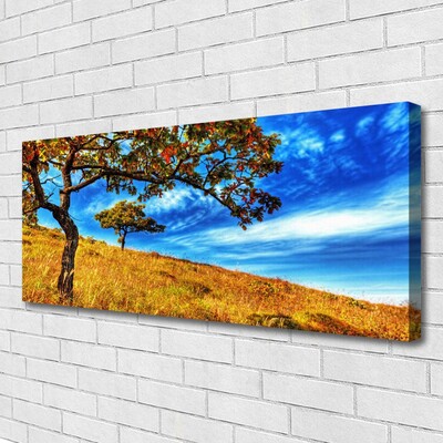 Canvas Wall art Meadow trees nature yellow brown