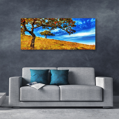 Canvas Wall art Meadow trees nature yellow brown