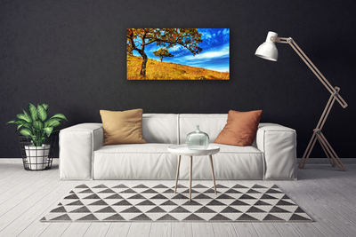 Canvas Wall art Meadow trees nature yellow brown