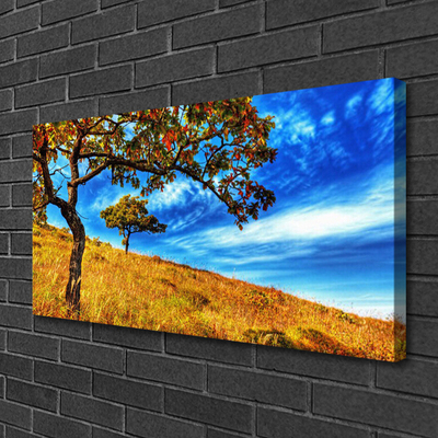 Canvas Wall art Meadow trees nature yellow brown