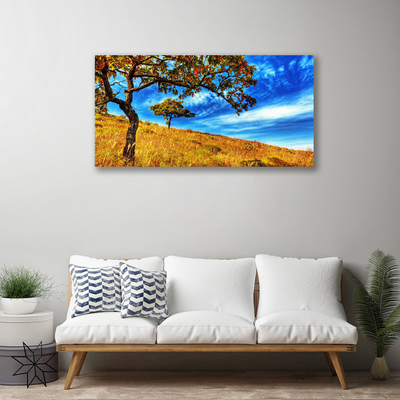 Canvas Wall art Meadow trees nature yellow brown