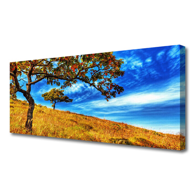 Canvas Wall art Meadow trees nature yellow brown