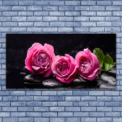 Canvas Wall art Roses stones floral red black