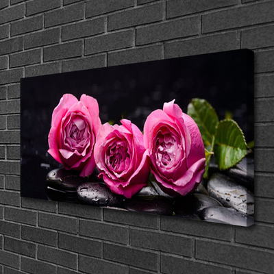 Canvas Wall art Roses stones floral red black