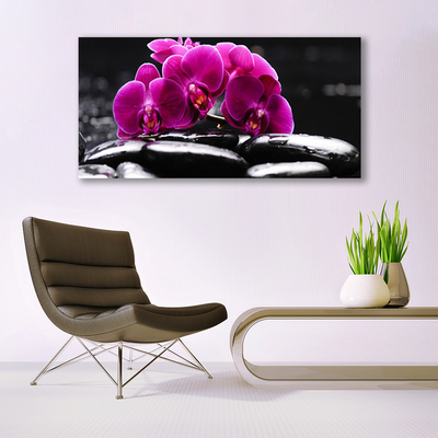 Canvas Wall art Flower stones floral red black