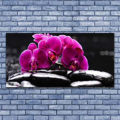 Canvas Wall art Flower stones floral red black