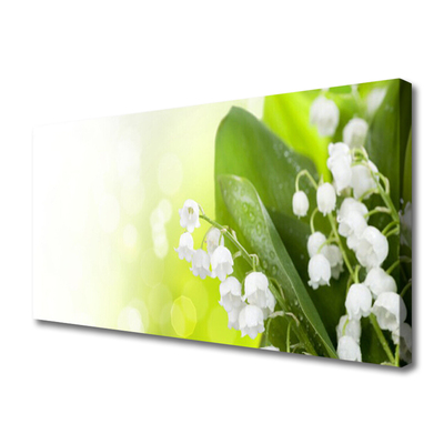 Canvas Wall art Lily of the valley leaves floral white green