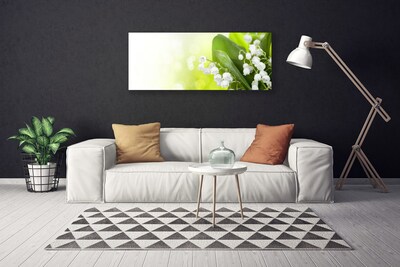 Canvas Wall art Lily of the valley leaves floral white green