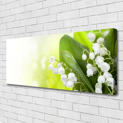 Canvas Wall art Lily of the valley leaves floral white green