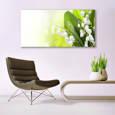 Canvas Wall art Lily of the valley leaves floral white green