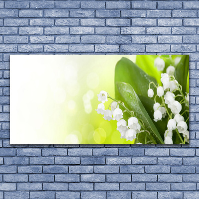 Canvas Wall art Lily of the valley leaves floral white green