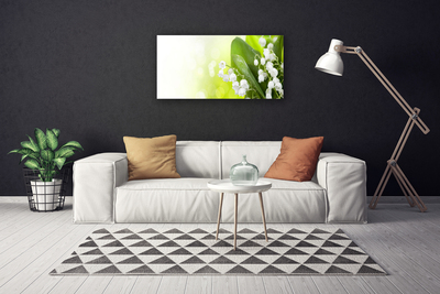 Canvas Wall art Lily of the valley leaves floral white green