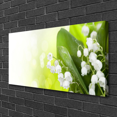 Canvas Wall art Lily of the valley leaves floral white green