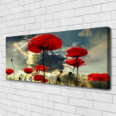 Canvas Wall art Poppies floral red